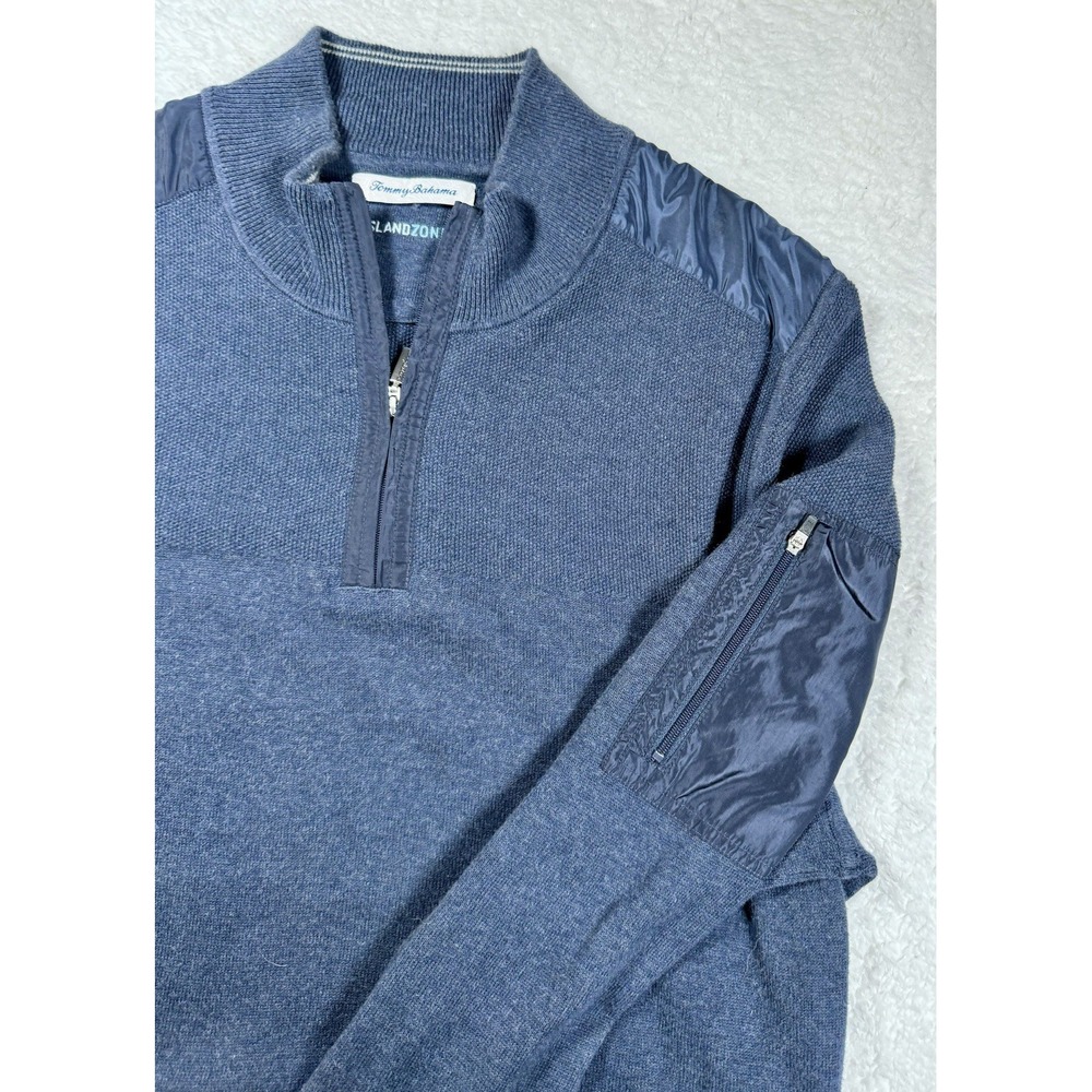 Tommy Bahama Sweater Men Size XL Blue Quarter 1/4 Zip Pullover Relax Casual Blue